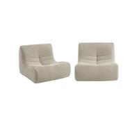 Alice's Garden sweeek - Lot de 2 fauteuils chauffeuses en Bouclette texturée Beige Style Contemporain 1 Place