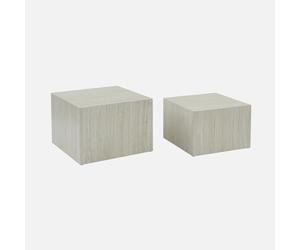 Alice's Garden sweeek - Lot de 2 Tables Basses Effet marbre Blanc cassé Paros. L 58 x l 58 x H 40cm / L 50 x l 50 x H 33cm