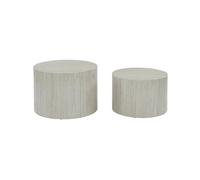 Alice's Garden sweeek - Lot de 2 Tables Basses Paros Rondes Effet marbre Blanc cassé. Tables gigognes Ø58 x H 40cm / Ø50 x H 33cm