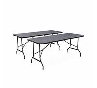 Alice's Garden - Lot de 2 Tables de réception. Pliables 180cm. Grise foncé. Table Pliante avec poignée de Transport. Table de Camping