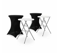 Alice's Garden sweeek- Lot de 2 Tables Hautes de réception - Gala - Mange Debout. Pliables. Ø80cm x 110cm + 2 Housses en Polyester. Noires