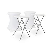 Alice's Garden - Lot de 2 Tables Hautes de réception - Gala - Mange Debout. Pliables. Ø80cm x 110cm + 2 Housses en Polyester. Blanches