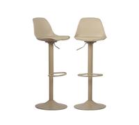 sweeek - Lot de 2 tabourets de Bar réglables 61.5/83.5cm - Noah - Simili Cuir cappucinno - Hauteur réglable. Repose-Pieds