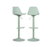 Lot de 2 tabourets de bar réglables 61.5/83.5cm - Noah - simili cuir vert céladon - hauteur réglable. repose-pieds