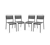 Lot de 4 chaises de jardin acier. 4 places. anthracite. Amelia. L44 x P52 x H79cm