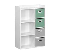 Alice's Garden sweeek - Meuble de Rangement pour Enfant avec 7 Compartiments. 2 paniers Verts et 2 paniers Gris en Velours