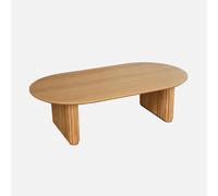 Table basse ovale bois d'hévéa placage chêne - L 122 x P 65 x H 35 cm - Gabrielle