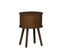 Alice's Garden sweeek - Table de Chevet Ovale 2 Portes coulissantes poignées creusées. Effet Bois rainuré. L40 x l34 x H54.8cm