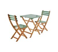 Alice's Garden sweeek - Table de Jardin Pliante Bois d'acacia + 2 assises Vert de Gris HILORA Table carrée