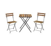 Alice's Garden - Table de bistrot Pliante Bois d'acacia et métal + 2 assises 55 x 54 cm
