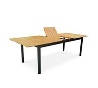 Table de jardin en bois aluminium extensible 200/250cm avec rallonge - Sevilla - bois d'Eucalyptus huilé et structure