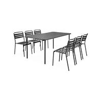 Alice's Garden - Table de Jardin métal + 6 assises Traitement antirouille. Lattes et Bords arrondis