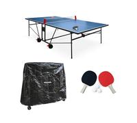 Table de ping pong INDOOR bleue. avec 2 raquettes et 3 balles. utilisation intérieure + Housse en PVC