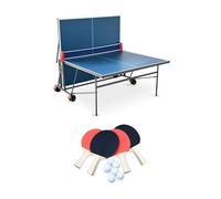Alice's Garden - Table de ping Pong Indoor Bleue - Table Pliable avec 4 Raquettes et 6 balles. pour Utilisation intérieure. Sport Tennis de Table