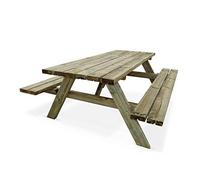 Alice's Garden - Table de Pique Nique Bois de pin + 2 bancs rabattables en Bois. 6 Places - PANCHINA - Table de Jardin Robuste en pin sylvestre