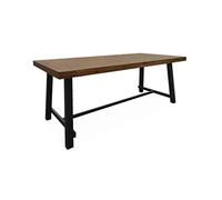 Alice's Garden - Table intérieur/extérieur en Bois foncé. Effet Noyer et Acier galvanisé Noir. Fortaleza 190cm. 6-8 Places