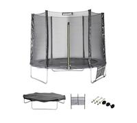 Trampoline Sweeek Trampoline 250 cm gris avec filet de protection bâche filet pour chaussures kit d'ancrage