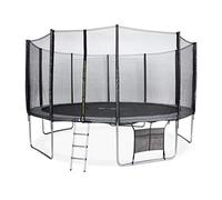 Alice's Garden - Trampoline 460cm Gris avec Filet de Protection. échelle. bâche. Filet pour Chaussures. kit d'ancrage - Neptune XXL - Trampoline de Jardin 460 cm 4m | Qualité Pro.|Normes EU.