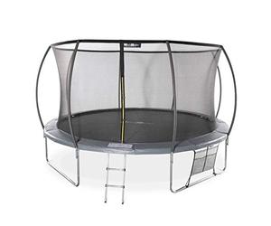 Alice's Garden - Trampoline Rond Ø 430cm Gris avec Filet de Protection intérieur - Venus Inner XXL - échelle. bâche. Filet pour Chaussures et kit d'ancrage 4.30m 430 cm