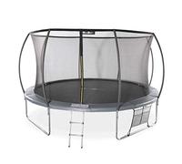 Alice's Garden - Trampoline Rond Ø 430cm Gris avec Filet de Protection intérieur - Venus Inner XXL - échelle. bâche. Filet pour Chaussures et kit d'ancrage 4.30m 430 cm