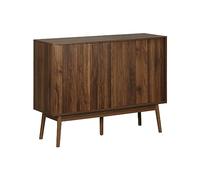 Alice's Home - Buffet de Rangement décor Bois de Noyer. 2 Portes coulissantes. Buffet Haut. vaisselier. L 115 x l 39.5 x H 90cm - Linear