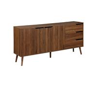 Buffet de rangement scandinave 2 portes 3 tiroirs décor bois de noyer 160cm