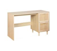 Alice's Home - Bureau décor Bois et cannage - Camargue - 120cm. 2 tiroirs