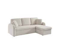 Alice's Home - Canapé d'angle Convertible en Tissu bouclettes Blanches - Milano - 3 Places. Fauteuil d'angle réversible Coffre Rangement lit modulable