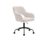 Alice's Home - Chaise de Bureau à roulettes bouclettes Blanche. Jim. L 60 x P 62 x H 89 / 99cm.