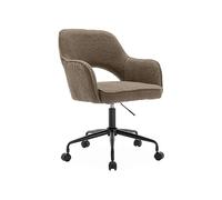 Alice's Home - Chaise de Bureau à roulettes bouclettes Taupe. Jim. L 60 x P 62 x H 89 / 99cm