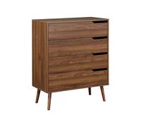 Alice's Home - Commode décor Bois de Noyer. 4 tiroirs. Pieds en pin Massif