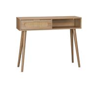 Alice's Home - Console décor Bois et cannage Arrondi Eva. 1 tiroir. 1 Niche. Pieds scandinaves. L 100 x l 29 x H 81cm
