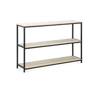 Bibliothèque Sweeek Etagère en métal noir et décor bois - Loft - bibliothèque 3 niveaux 120x30x80cm