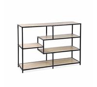 Alice's Home - Etagère en métal Noir et décor Bois - Loft - bibliothèque 5 Niveaux. L 114 x l 33 x H 78cm