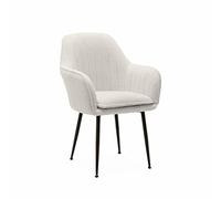 Alice's Home - Fauteuil en Bouclette et Pieds en métal Noir Mat. Shella L 57x P 59 x H 84.5