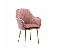Alice's Home - Fauteuil en Velours Vieux Rose et Pieds en métal doré. Shella L 58 x P 58 x H 85