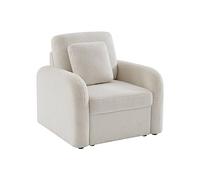 Alice's Home - Fauteuil Tissu Bouclette Blanche. Lignes arrondies. Milano. L 90 x P 85 x H 85cm