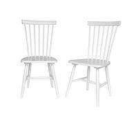 Alice's Home - Lot de 2 chaises Blanches à barreaux en Bois d'hévéa. Romie. L 50.8 x P 44.2 x H 90cm.