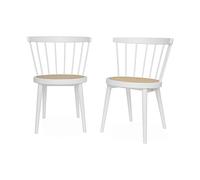 Alice's Home - Lot de 2 chaises Blanches en Bois et cannage. Nora. L 54 x P 54 x H 76.5cm.