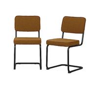 Alice's Home - Lot de 2 chaises Cantilever Bouclette texturée Ocre. Maja. L46 x P54.5X H84.5cm