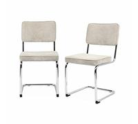 Alice's Home - Lot de 2 chaises Cantilever. Velours côtelé Crème - Maja