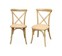 Alice's Home - Lot de 2 chaises de bistrot en Bois de cédrèle Naturel. Vintage. Assise en rotin. empilables