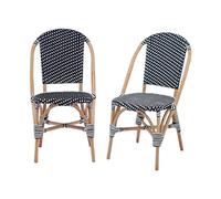 Alice's Home - Lot de 2 chaises empilables bistrot en rotin et polyrotin Noir et Blanc. L 48 x P 58 x H 90cm