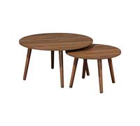 Alice's Home - Lot de 2 Tables Basses Rondes décor Bois de Noyer Népal