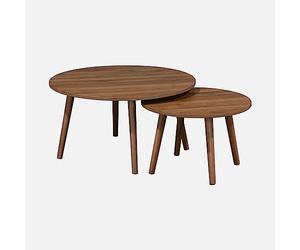 Alice's Home - Lot de 2 Tables Basses Rondes décor Bois de Noyer Népal