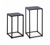 Alice's Home - Lot de 2 Tables d'appoint gigognes Noires - Industrielle - Bouts de canapé 34x34x74cm / 30x30x54cm