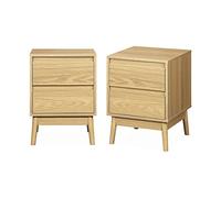 Alice's Home - Lot de 2 Tables de Chevet décor Bois. Deux tiroirs