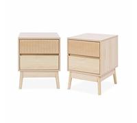 Alice's Home - Lot de 2 Tables de Chevet Deux tiroirs. décor Bois et piétement en pin - Linear
