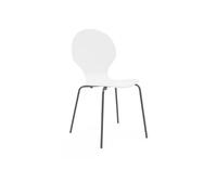 Alice's Home - Lot de 4 chaises Blanches. rétro empilables. Bois d'hévéa et contreplaqué. Pieds en Acier. Naomi. L 43 x P 48 x H 87cm