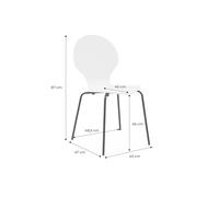 Alice's Home - Lot de 4 chaises Naturelles. rétro empilables. Bois d'hévéa et contreplaqué. Pieds en Acier. Naomi. L 43 x P 48 x H 87cm